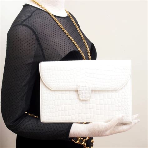 ysl large envelope bag white|YSL crocodile envelope bag.